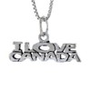 Sterling Silver I Love Canada Word Necklace on an 18 inch Box Chain