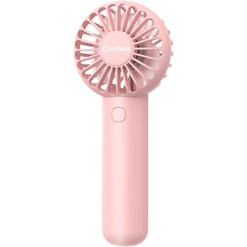 Mini Handheld Fan, Small Cute Design, 3 Powerful Speeds, USB Rechargeable Battery Operated, Personal Portable Fan with Base & Lanyard, for Eyelash Makeup Travel Beach Office Desk, Pink