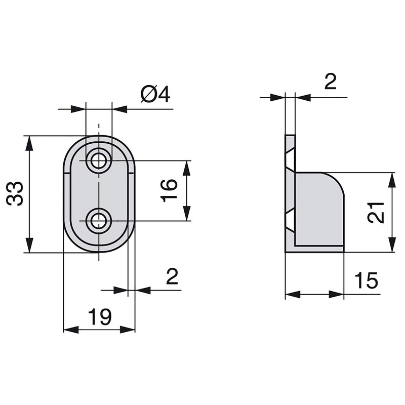 Emuca 7060825 Lateral Support for Oval Wardrobe Hanging Rod, Metallic