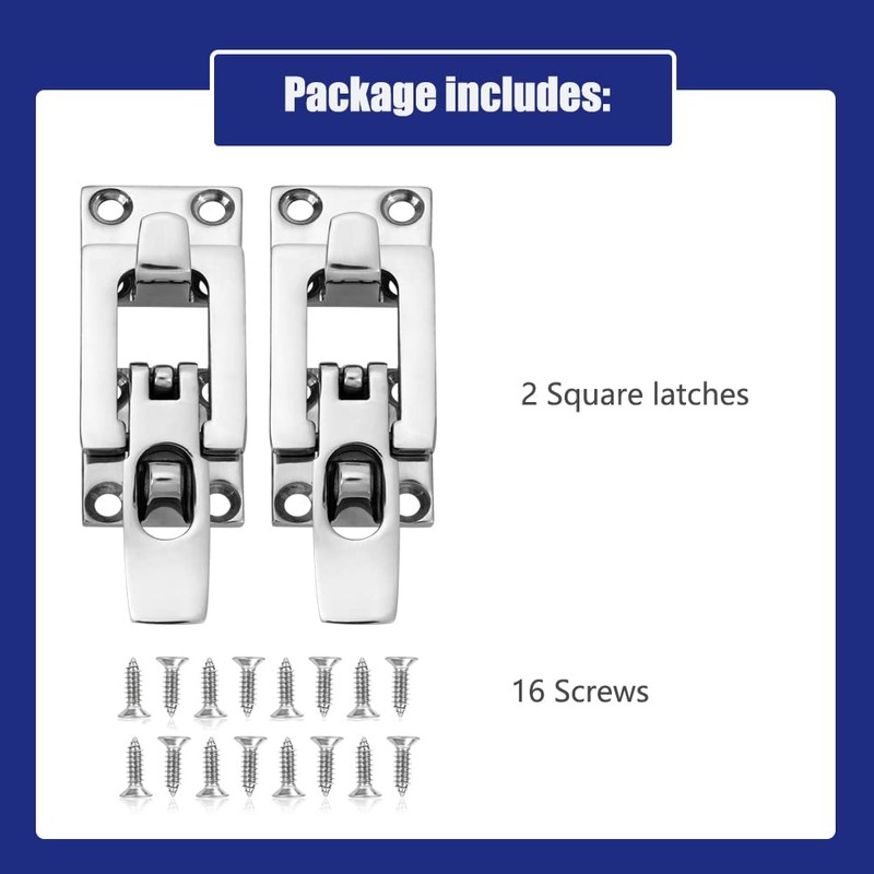 ODYSUNRAL Marine Anti-Rattle Square Latches for Boat Door Hatch, Hold