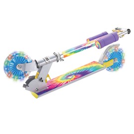 Ozbozz Tie Dye Foldable Scooter - Light UP Wheels - Ages 5 and up. Adjustable Handlebar Height 28.5" - 32.5"