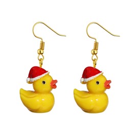 UNVOJL Christmas Yellow Duck Earrings Christmas Ducks Dangle Earrings Xmas Cute Aesthetic Cartoon Ducky Earrings Animal Resin Jewelry Gift for Women Girls