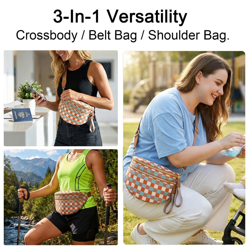 Crossbody Bags for Women, Spacious Nylon Belt Purse Fanny Packs,