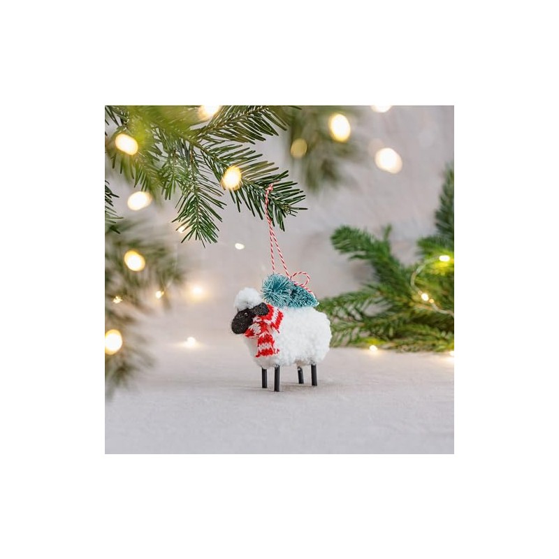 Sheep With Christmas Tree Hanging Decoration