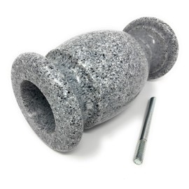 OPTIMUM Memorial Cemetery Flower Vase - Plastic (Light Grey Granite) with Metal Ground Spike, Grave Marker, Decorations for Gravesite, Headstone Flowers Holder, Garden Lawn & Yard