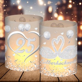 12 Lantern Table Decoration Silver Wedding Anniversary Table 25th Wedding Anniversary Gift, 25th Silver Wedding Anniversary Gift Ideas, Decoration for Silver Wedding, Suitable for Tea Lights or