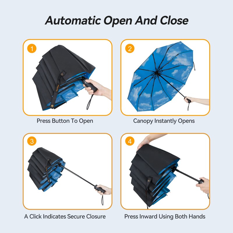 TechRise Umbrella Pocket Umbrella Storm Resistant Large -10 Ribs Windproof