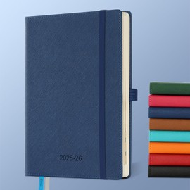 IN-LUXPRO 2025-2026 Academic Diary A5 Week to View (21.9x16.4 cm) Hardback 18 Months (Jul'25 - Dec'26) Weekly & Monthly Planner with Month Tabs & Pocket,Expenses/Note Pages,PU Leather(Blue)