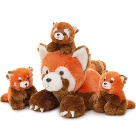 MorisMos Red Panda Plush Teddy with Babies inside, Realistic Cuddly Red Pandas Stuffed Animal Soft Toy, Kawaii Presents for Kids Girls Boys Birthday Party Decoration (45cm)