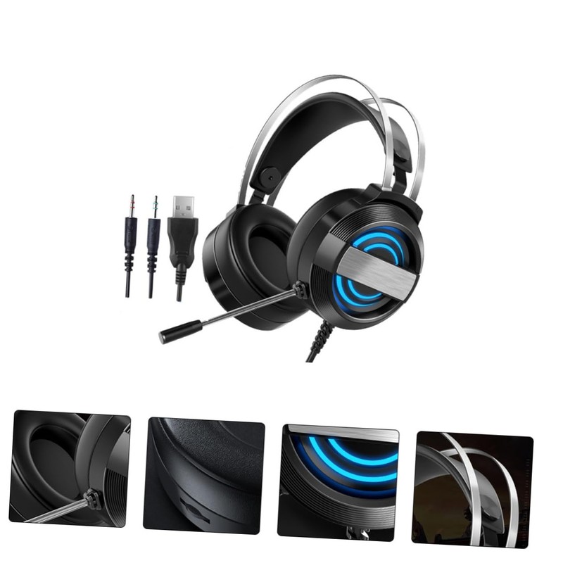 STOBOK High Sensitivity Gaming Headphones Headset Microphone Stereo Headset for