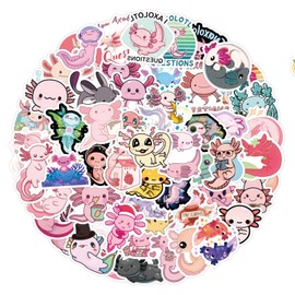 110pcs Axolotl Stickers Pack - Cute Cartoon Animal Vinyl Laptop Water Bottles Luggage Journaling& Classroom Prizes for Kids Teens Adults (Pink)