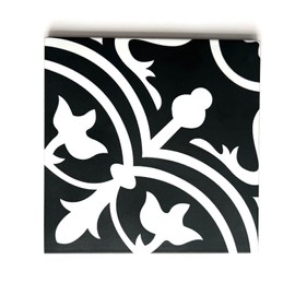 8 x 8 Flora Black White Reverso Porcelain Pattern Modern Classic Wall Floor Tile (1)