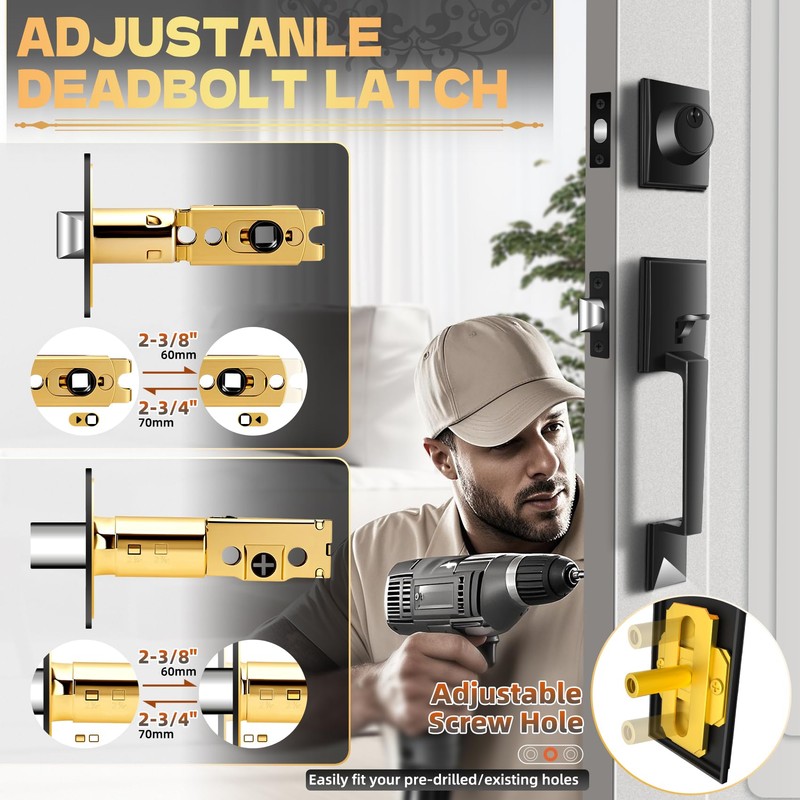 Azdele Front Door Handle and Deadbolt Set, Front Door Lock
