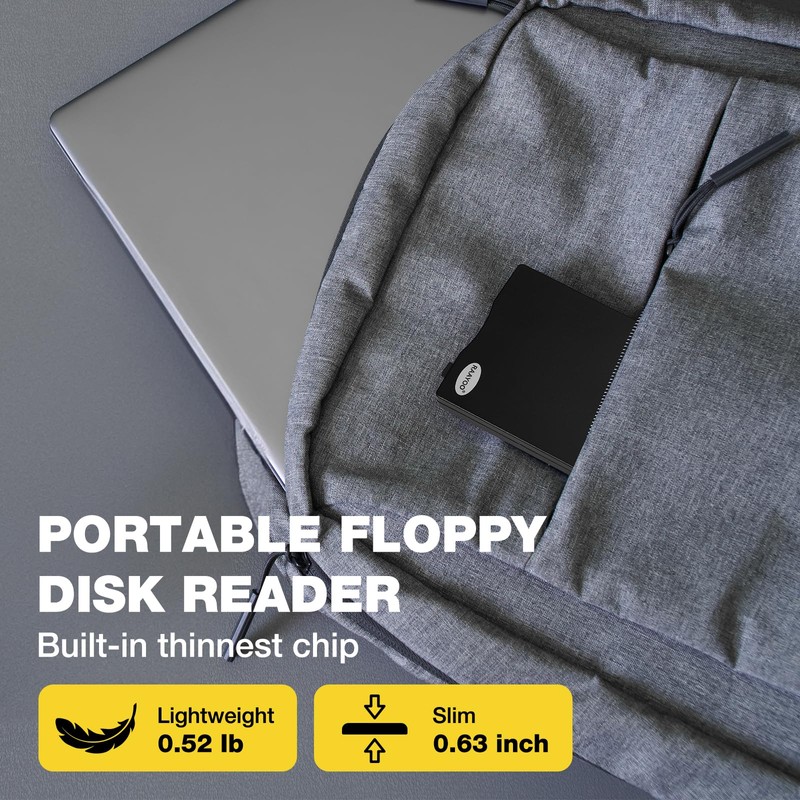 Floppy Disk Reader, External USB 2.0 & Type C Floppy