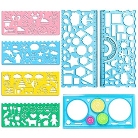 Design Ruler, Round Saw Ruler, Classic Design Ruler, Stationery Set, Geometric Ruler Kit, Drawing Ruler, Template, Geometric, Drawing Ruler, Circular Ruler, Design Ruler, Multifunctional Design, Drawing, School Education, Drafting, Students, 7-Piece Set