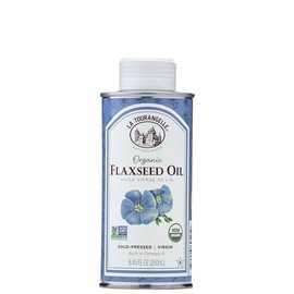 La Tourangelle, Aceite de linaza orgánico, omega-3 esencial para mejorar la salud del corazón, vegano, sin OMG, sin gluten, kosher, condimento de hierro fundido, 8.45 onzas líquidas