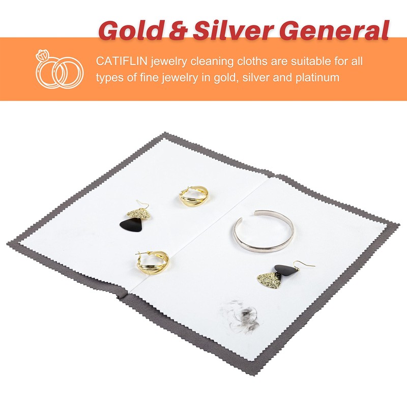 CATIFLIN 3 paños de limpieza de joyas de revestimiento múltiple,