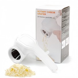 Manual Rotary Cheese Grater, Stainless Steel Drum, Easy Clean