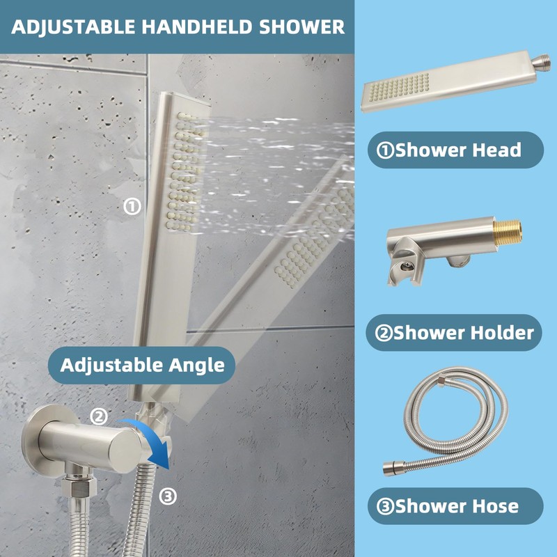 Backnets Solid Brass Handheld Shower Head Arc Design High Pressure
