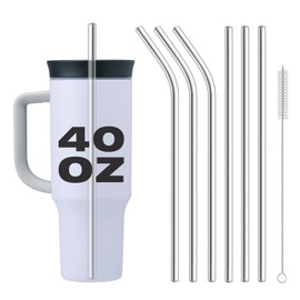 Stainless Steel Straws for Owala Insulated Bottle 40oz Tumbler 6x Metal Replacement Straws with Cleaning Brush for Owala 40oz Long Straws Reusable Drinking Accessories