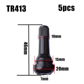 TR413 rubber valves, rubber valves, car valve, tyre valve, black, rim valves, tyres, rubber valves, rim valves, snap-in rubber valves, universal, pack of 5