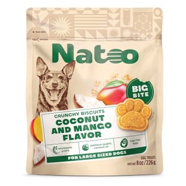 NATOO Healthy Dog Treats for Large Dogs, Crunchy Biscuits Coconut & Mango Flavor – Natural Dog Treats, Rich in Omega 6, Prebiotics & Fibers, Antioxidants for Immunity (Large Dogs, 8 oz)