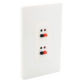 DIYTECH Premium 2 Speaker Wall Plate, Speaker Plug, Supports 2 Speaker Configurations, Speaker Port for Wall Speaker Wire, Speaker Wire in Wall, Wire Wall Plate - 1 Gang Screwless
