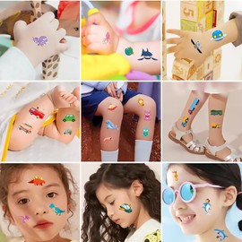 CCAIPU Temporary Tattoo for Kids, 10 Sheets Car | Dinosaur | Animal Tattoo Stickers, Waterproof Cartoon Fake Tattoo Sticker Set (10 - Cars)