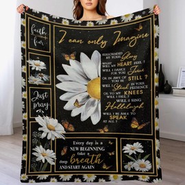 Christian Daisy Blanket Religious Butterfly Decor Throw Blanket I Can Only Imagine Inspirational Blanket Gifts for Girls Boys Super Warm Soft Plush Fleece Flannel Blanket for Kids Adult Women 40"x50"