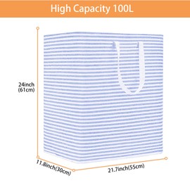 PFFVRP Laundry Baskets 72L 2-Pack, Freestanding Laundry Hamper, Clothes Hamper Storage Basket with Long Reinforced Handles, Collapsible Lightweight Hampers for Laundry (Grey)