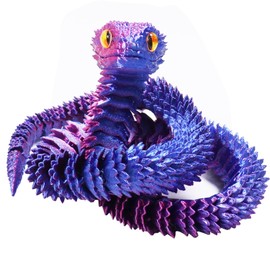 Giugio 3D Printed Snake Toy, 64 cm Flexible Snake Fidget Toys, Fake Snake Toy, 3D Printed Plastic Snakes for Office and Home Decorations (Purple)