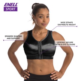 ENELL Women's Full Coverage High Impact Sports Bra (100),2,Black