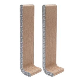 Furhaven 2-Pack Scratching Boards w/ Catnip & Wall-Mounting Hooks for Indoor Cats, Reversible - Wall-Mounted Corrugated Cat Scratchers - Gray/White Print, Standard/2-Pack