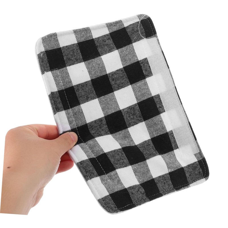 TEHAUX 3pcs Black White Checkered Handle Covers for Refrigerators Ovens