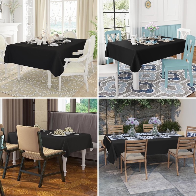 misaya Rectangle Waterproof Vinyl Table Cloth, Flannel Backed Tablecloth, Wipeable
