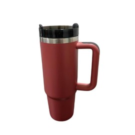 Stainless Steel Travel Mug, 40oz Vacuum Insulated Tumbler with Handle, Straw, BPA-free Lid, Maroon. Keeps drinks hot/cold for 12hrs. Perfect for coffee lovers, road trippers, or anyone.