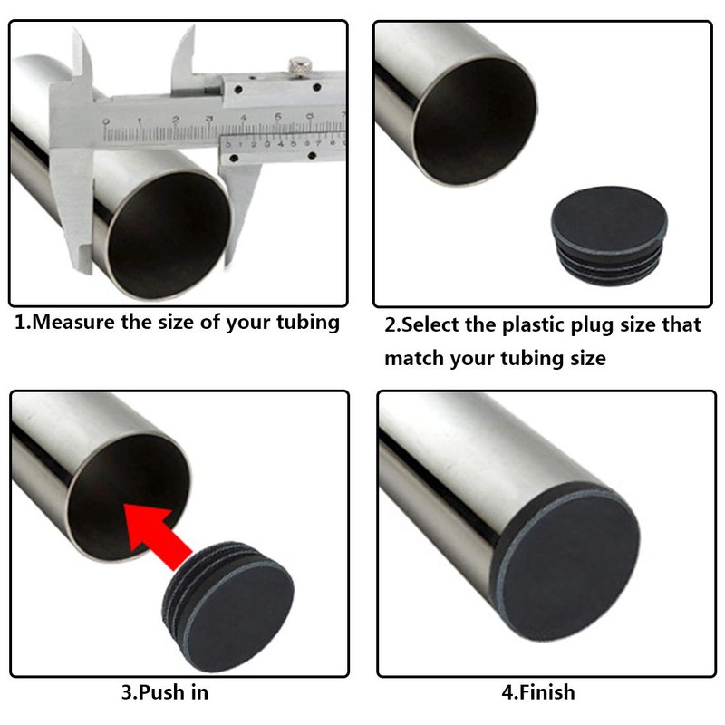 Qjaiune 76mm/3 inch Round Plastic Plugs Black, Pipe Tubing End