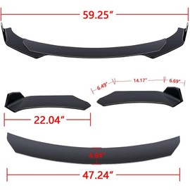 Xotic Tech 9Pcs Front Bumper Lip Chin Spoiler + Side Skirt Winglets Diffuser + Rear Bumper Canard Splitter Car Body Kits + Silver Adjustable 10"-13" Support Rods Universal Fit Most Vehicles