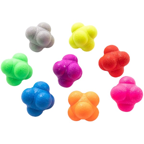 Reaction Balls, Bouncing Balls, Bounce Reaction Balls, Set of 8, For Training, Irregular Balls, Reflexes, Dynamic Vision, Home Training, Speed Training, Training Supplies, Indoor Training (2.2 inches (5.5 cm) Difficulty A