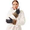 VIKIDEER Very Warm Fur Lined Gloves Women with Natural Brown