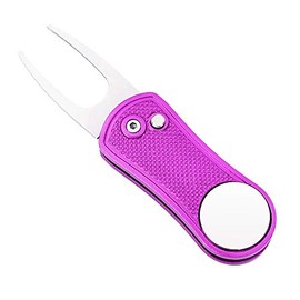 Mile High Life All Metal Foldable Golf Divot Tool with Pop-up Button & Magnetic Ball Marker (Purple Undulate)