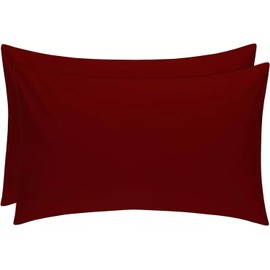 JRI Housewife Pillowcases Pair of Polycotton and 100% Cotton,Wrinkle Resistant, Soft and Cozy Standard Pillow Covers Dyed in Trendy Colors,Size 50 cm x 75 cm (Housewife Pack of 2, Burgundy)