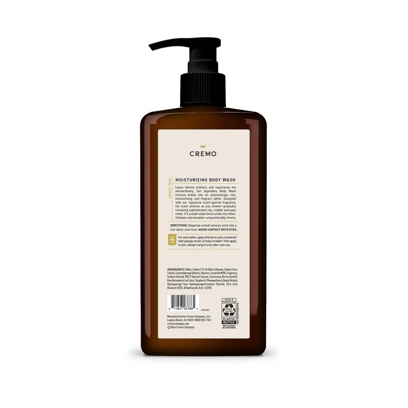 Cremo Rich-Lathering Italian Bergamot Body Wash for Men, 32 Fl