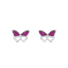Amor 9211173 Stud Earrings 925 Sterling Silver Girls Children's Earrings 0.7 cm Silver Butterfly Comes in Jewellery Gift Box, Sterling Silver Sterling silver Resin, No Gemstone