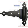 8" Black T-Strap Self Closing Wood Gate Hinges - T-Gate