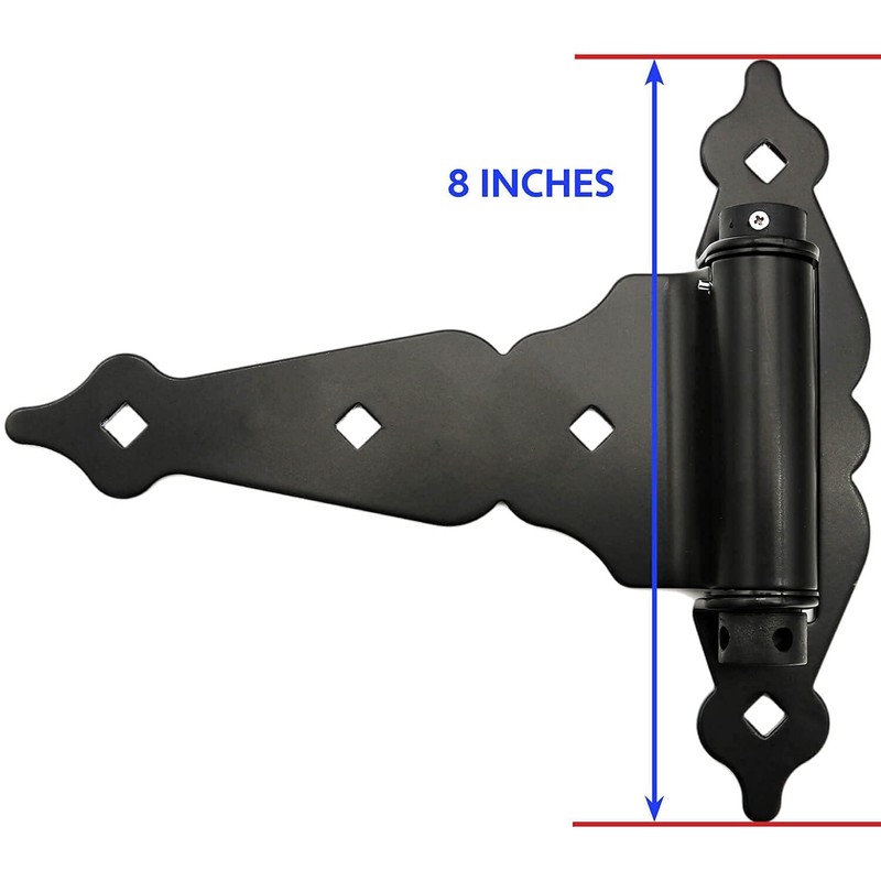 8" Black T-Strap Self Closing Wood Gate Hinges - T-Gate