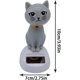 BWESOO Gray Cute Solar Powered Dancing Cat Figure - Swinging Solar, Cat Figurine Statue Swinging Car Dashboard Decoration Ornaments Dancing Car Dashboard Office Home Desk Decor
