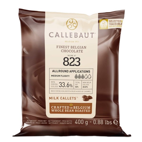 CALLEBAUT Receipe No. 823 Callets Couverture Chocolate 33.6% Cocoa, 1 x 400 g