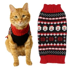 BOBIBI Cat Sweater Christmas Santa Claus Pet Cat Winter Knitwear Warm Clothes