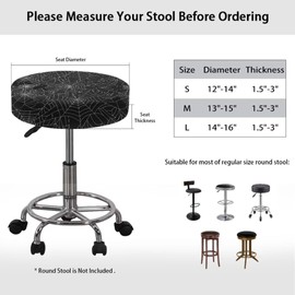 Jeiento American Flag Stool Covers - Round Bar Stool Cushion Slipcover with Elastic Band, 14"-16"